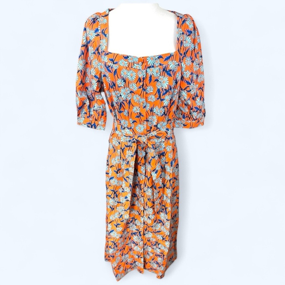 Liquorish NWT SZ 10 Floral Orange & Blue belted midi‎ shirtdress View 4